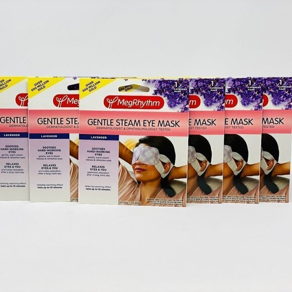 6 pk- MegRhythm Gentle Steam Eye Mask-lavender - Picture 1 of 2